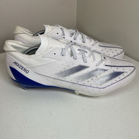 Adidas Mens Size 13.5 Football Cleats Low Adizero Electric IE4377 White Blue - Picture 6 of 9